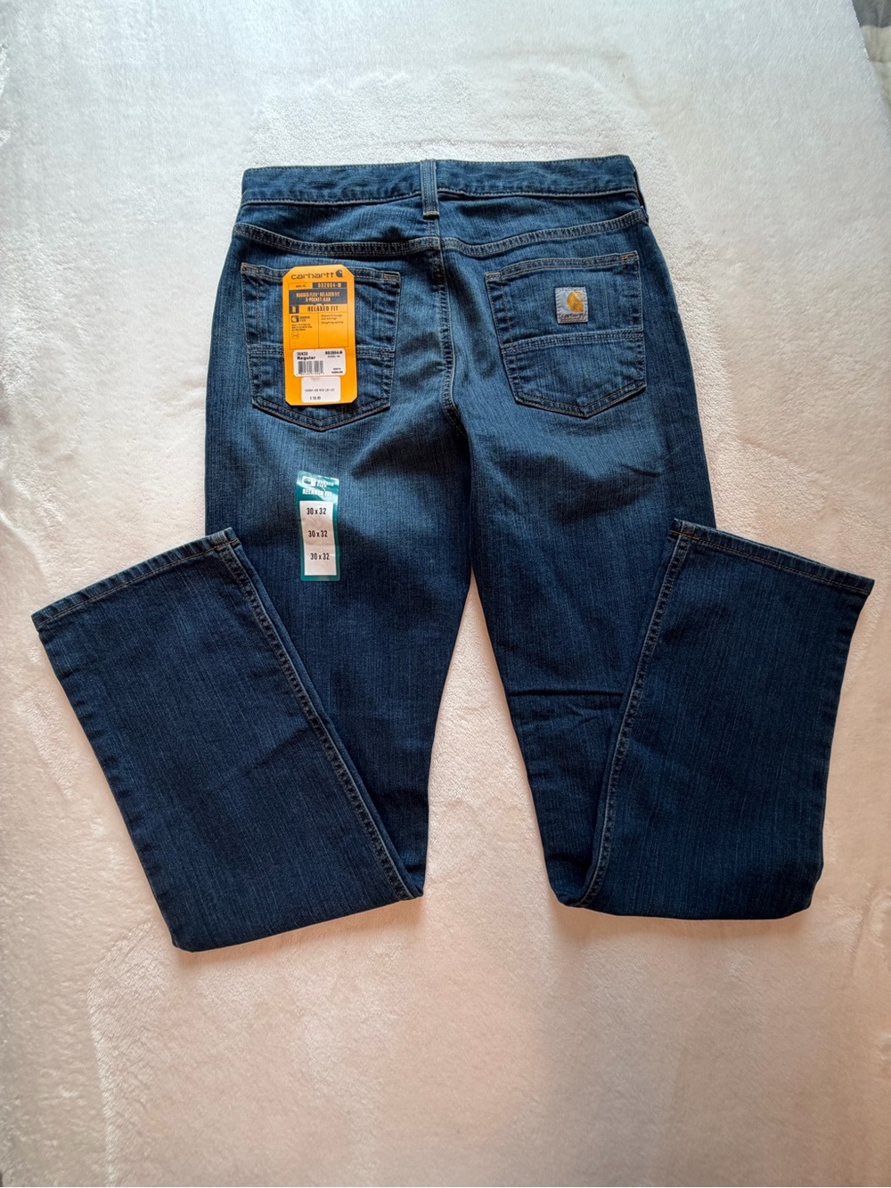 Men's Carhartt Rugged Flex Relaxed Fit Dark Blue Denim Jeans Sz 30x32 - Picture 11 of 11